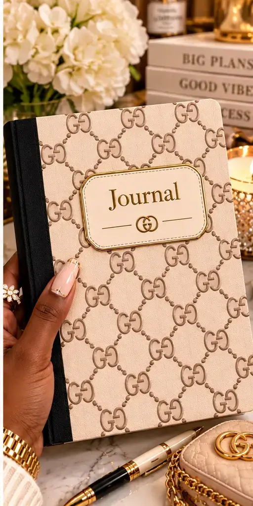 Cream and black monogram luxury journal