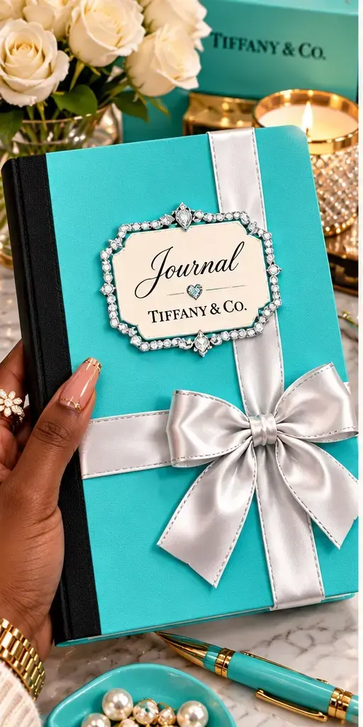 Turquoise and silver bow luxury journal