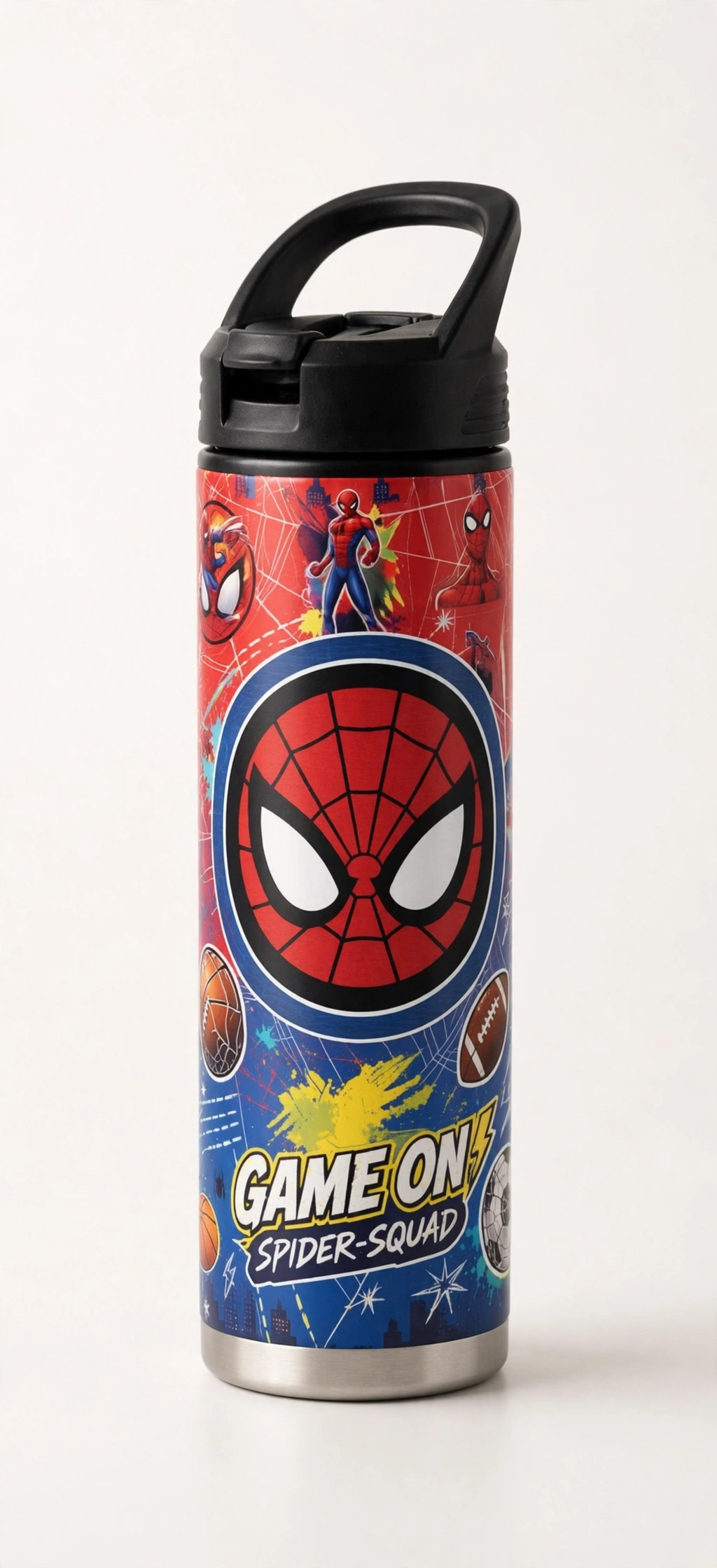 Spider-Man Spider-Squad Kids Tumbler with black sports lid