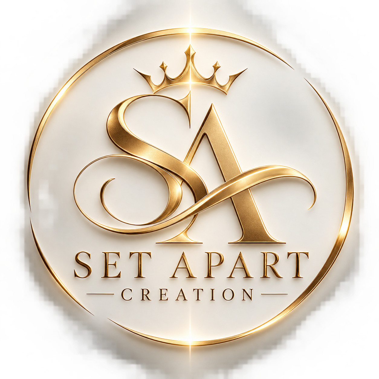 Set Apart Creation gold crowned SA monogram logo