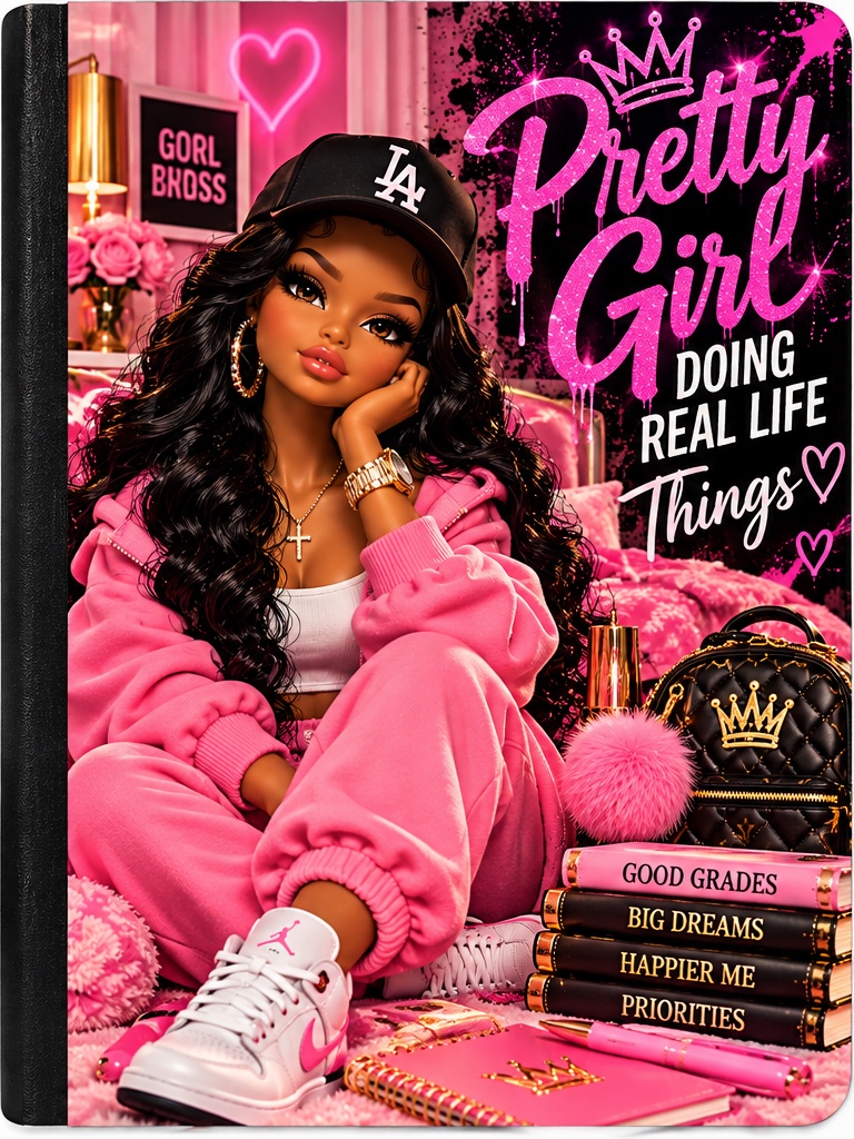 Pretty Girl Doing Real Life Things Notebook