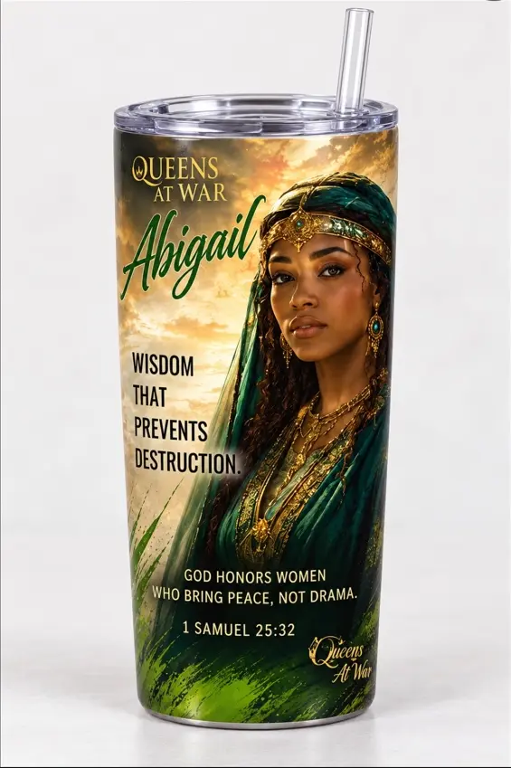 Queens at War Abigail tumbler in gold and green