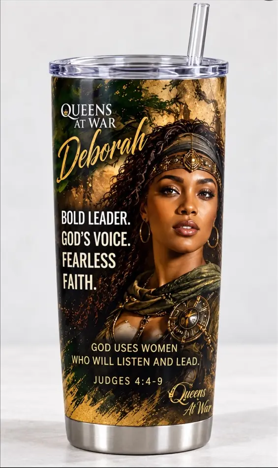 Queens at War Deborah tumbler in gold and green