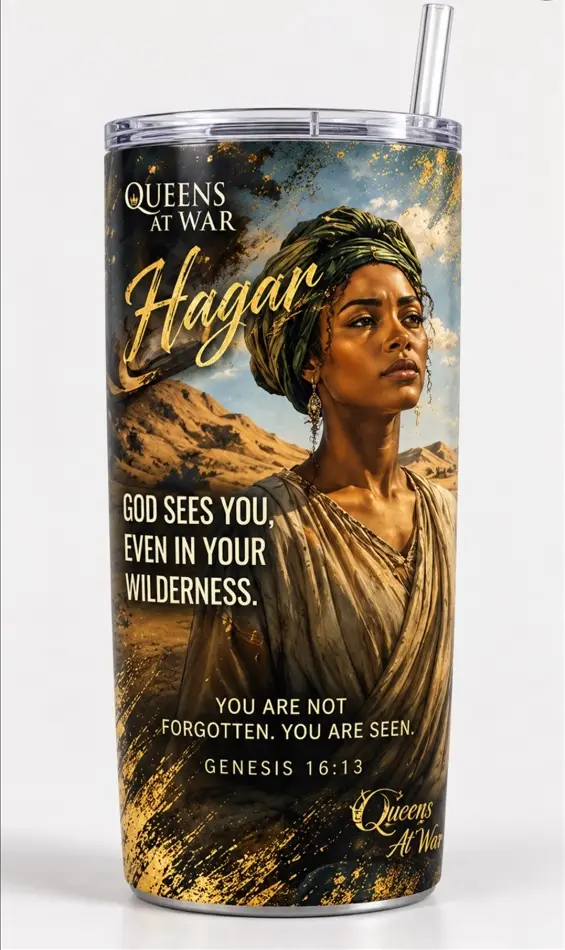 Queens at War Hagar tumbler in gold and green