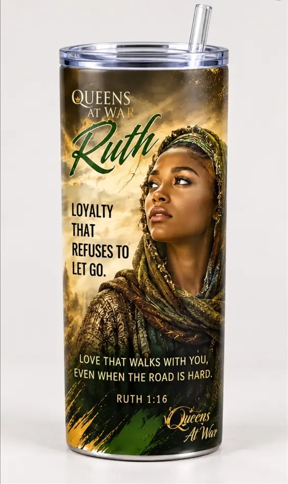 Queens at War Ruth tumbler in gold and green